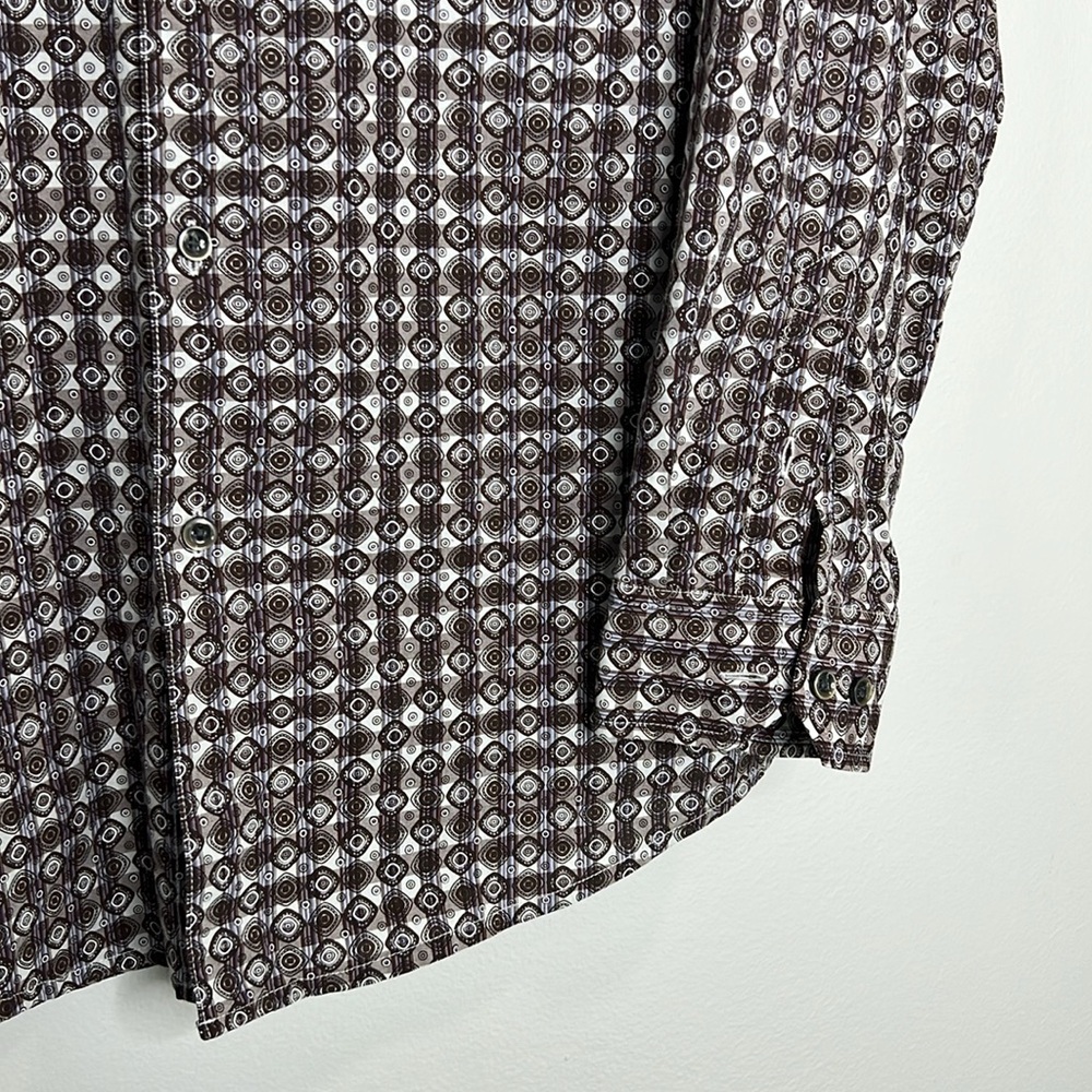 Tasso Elba Brown Patterned Button Down Casual Shi… - image 7